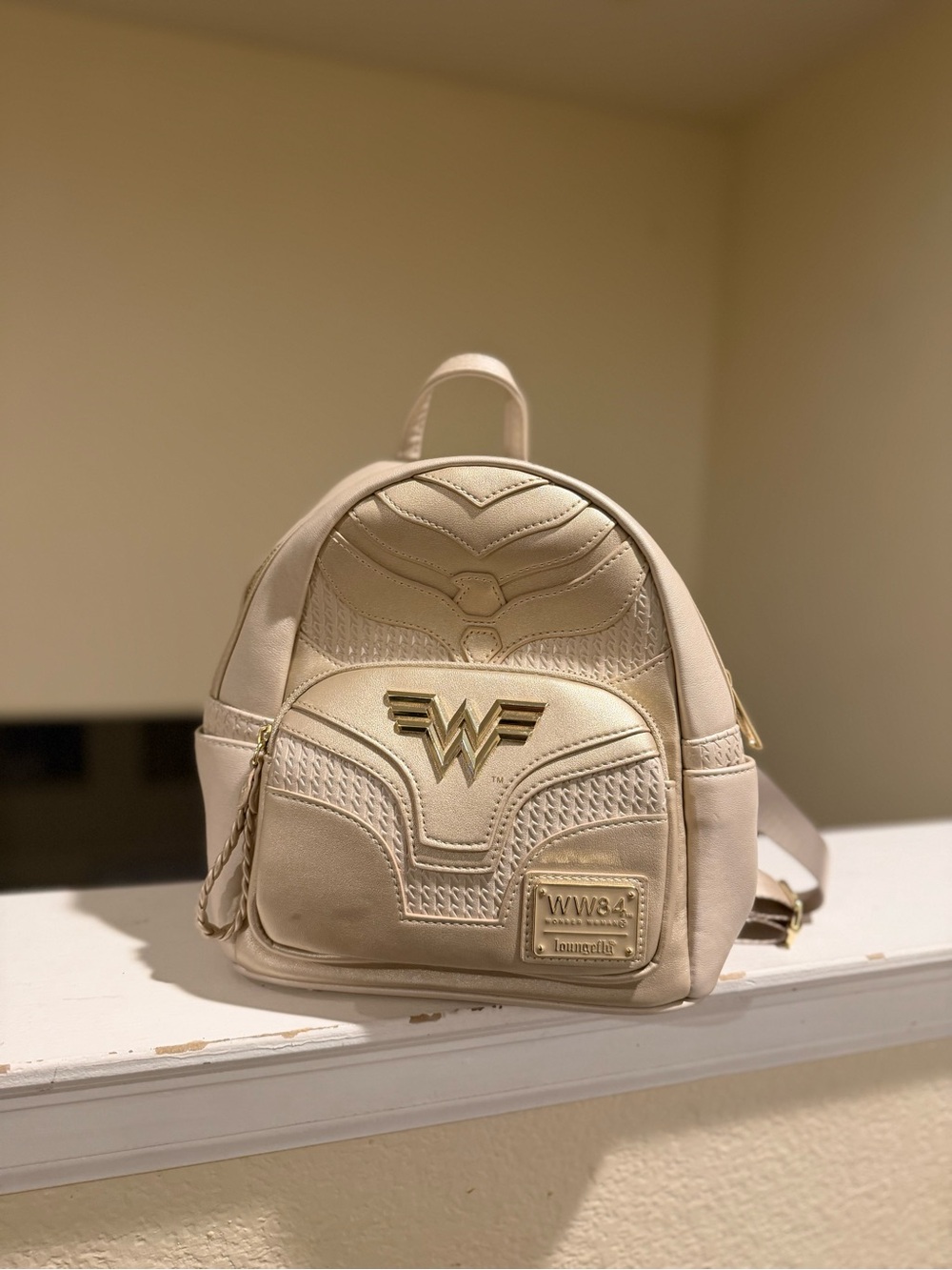 Loungefly Cream Wonder Woman Emblem Mini Backpack